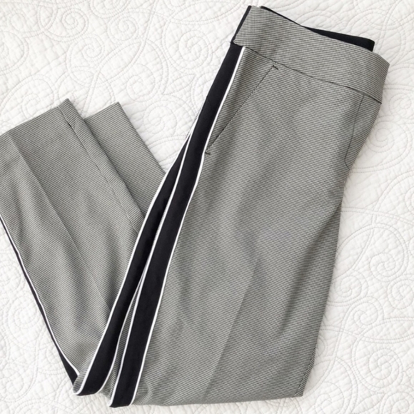 New Houndstooth Side Striped Black Ankle Pants Small - Picture 7 of 7